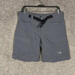 The North Face Shorts Mens 32 Gray Nylon Cargo Hiking Outdoor Belted 9 Inseam